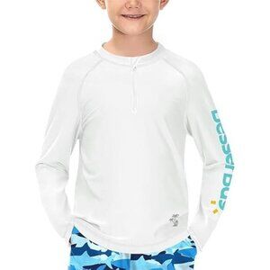 NEW BesserBay Little Boys Long Sleeve Rubber Band White Swimming Top 5-6 Years